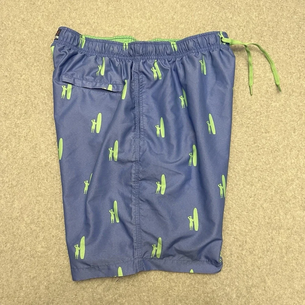 Johnnie O Swim Trunks Men's XL Blue Surf Board AOP Drawstring Beach Resort Sun